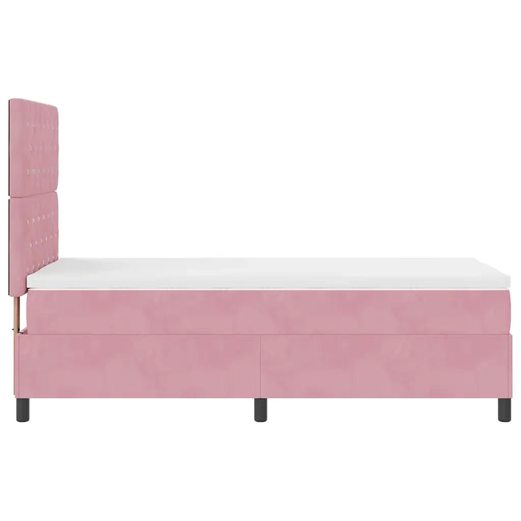 Letto a Sorgente LED con materasso Rosa 90 x 200 cm Velluto 3343225