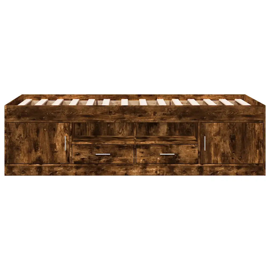 Divano Letto con Cassetti senza Materasso Rovere Fumo 90x190 cm 3280255