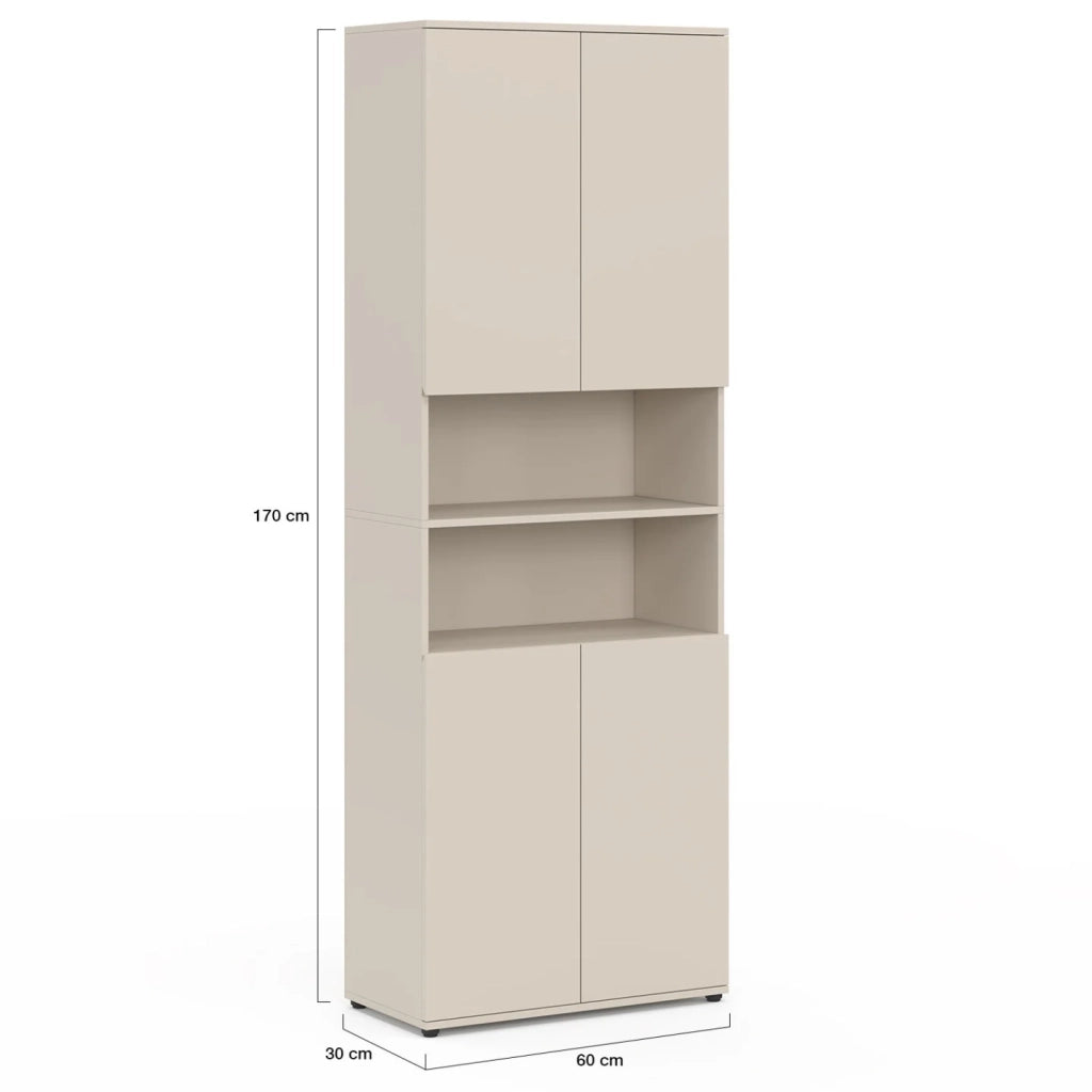 IDMarket - Mobile da bagno TOMI a 4 ante e 2 nicchie in legno beige