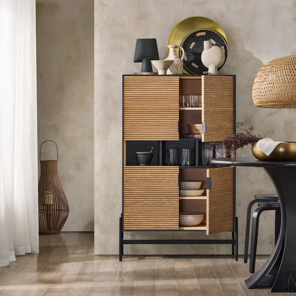 Credenza decorativa Consolle laterale stretta Nero 84x40x132cm HFSB03-SCH