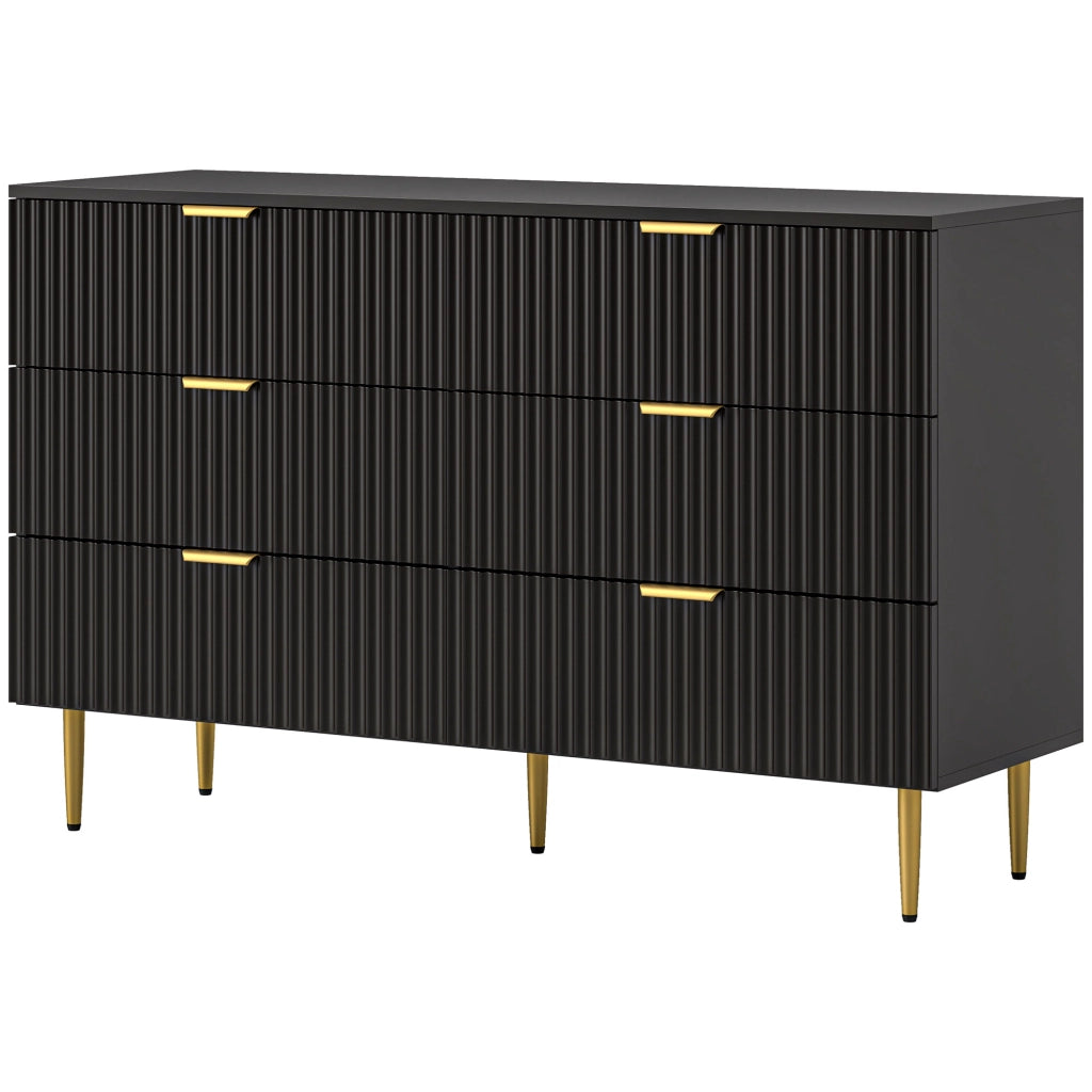 Cassettiera Moderna 6 Cassetti ¨C zephmum ¨C Nero 120x40x76.5 cm