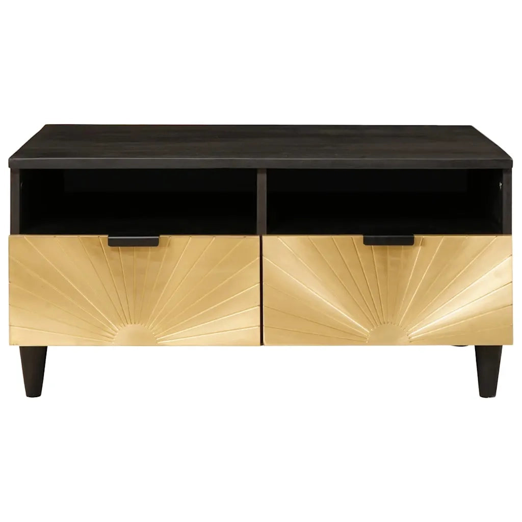 Tavolino da Salotto con Cassetto-Tavolino da soggiorno-Tavolo Nero e Oro 80 x 54 x 40 cm