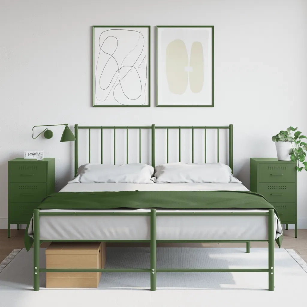 Comodini 2 pz-Set di 2 Tavolino da notte Verde Oliva 36x39x68 cm in Acciaio 773758