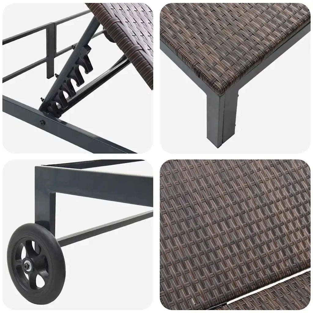 Lettino da Sole Marrone 206 x 115 x 75 cm polyrattan 42004132