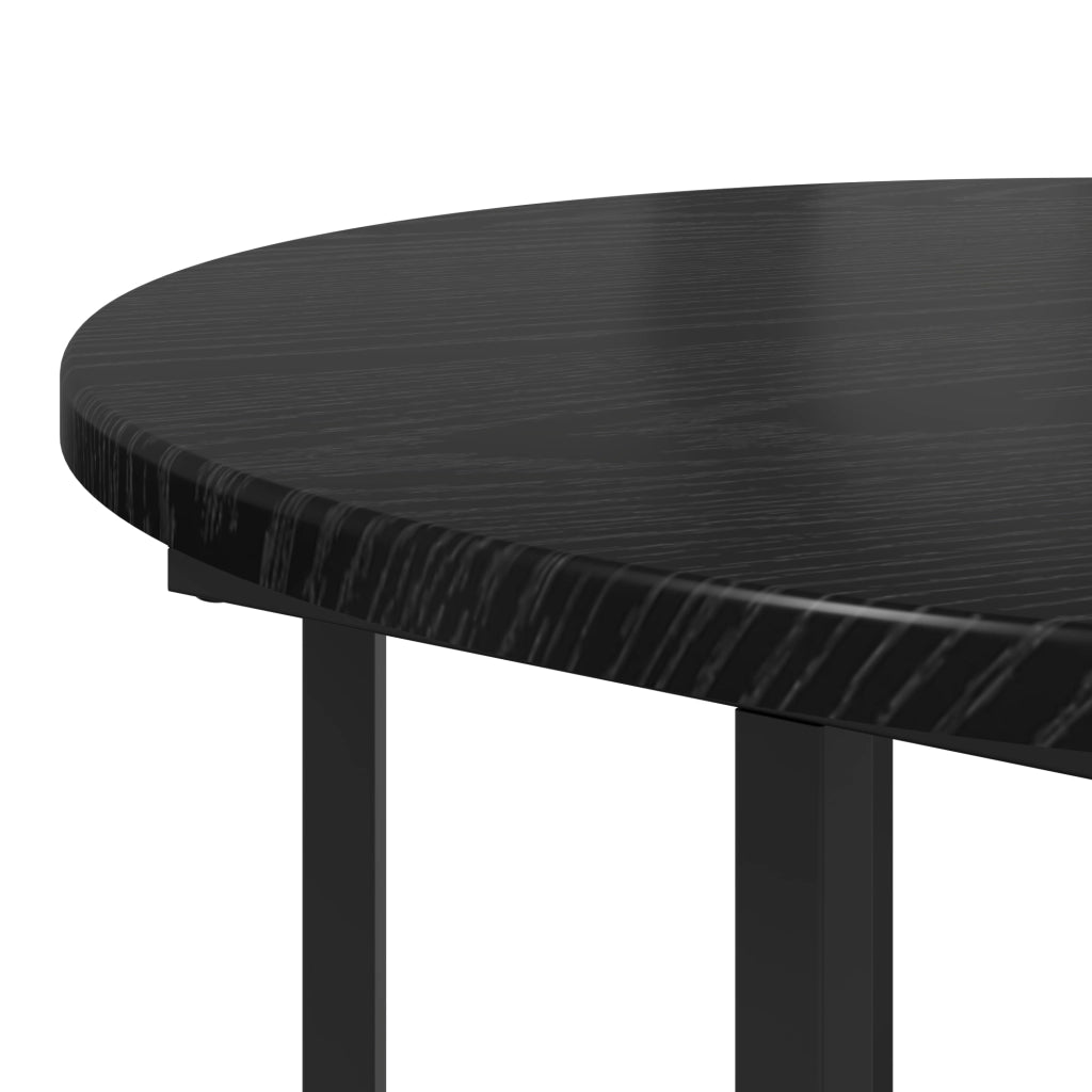 Tavolino 2 pezzi Nero Rovere Legno Ingegnerizzato e Metallo