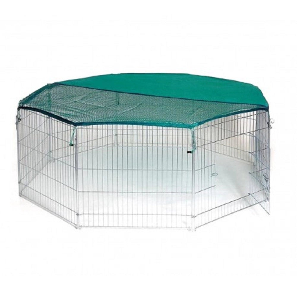 Trade Shop - Recinto Ottagonale Da Esterno Per Animali Piccola Taglia Con Parasole -