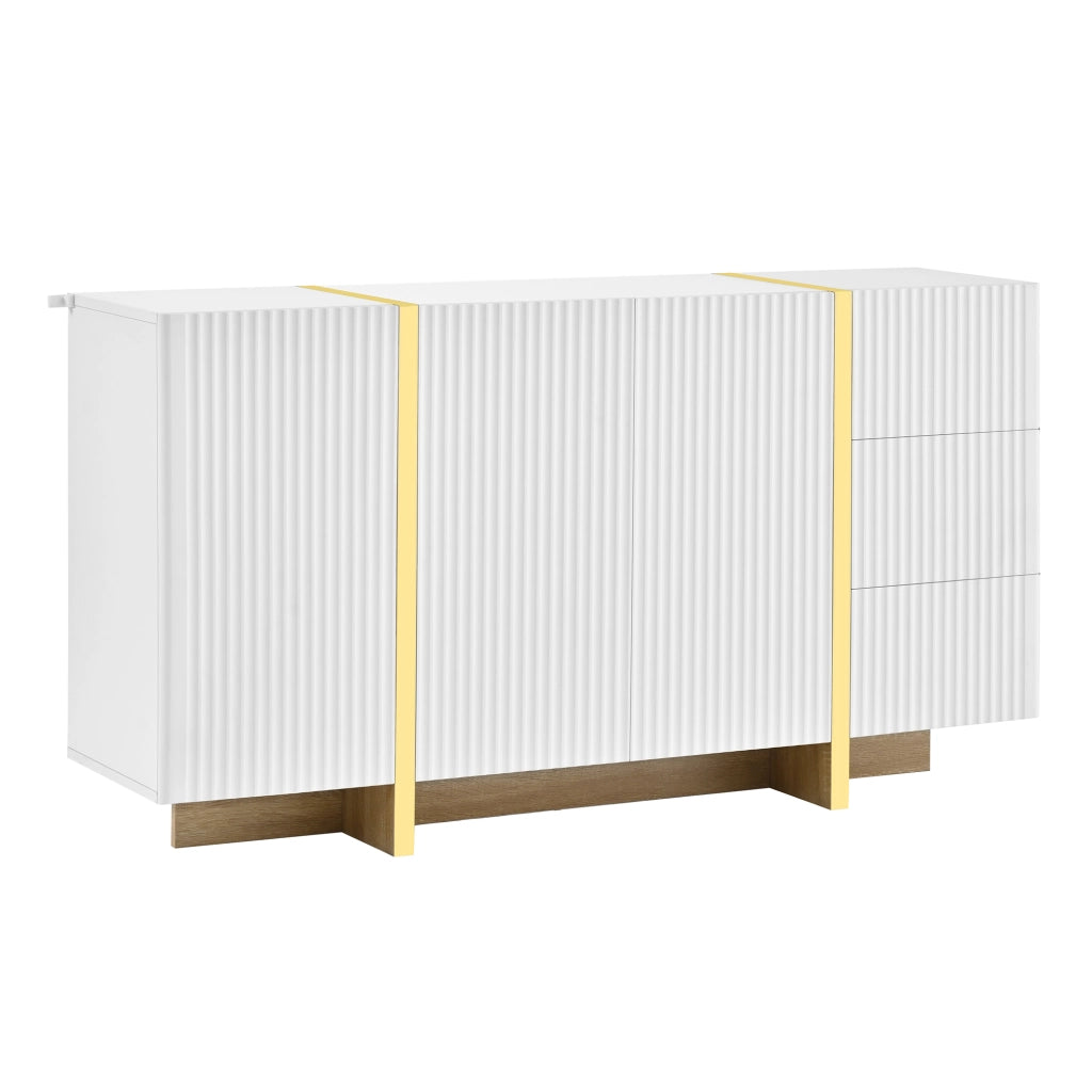 Madia con 3 ante e 3 cassetti; frontali rigati e cerniere ammortizzate; per ingresso o soggiorno; 140×36×75 cm