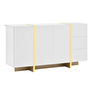 Madia con 3 ante e 3 cassetti; frontali rigati e cerniere ammortizzate; per ingresso o soggiorno; 140×36×75 cm