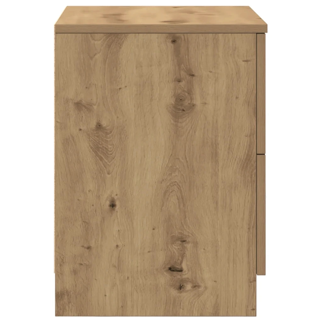 Comodino | Armadio da Notte | Mobiletto da notte con 2 Cassetti Rovere Artigianale 40x36x50 cm