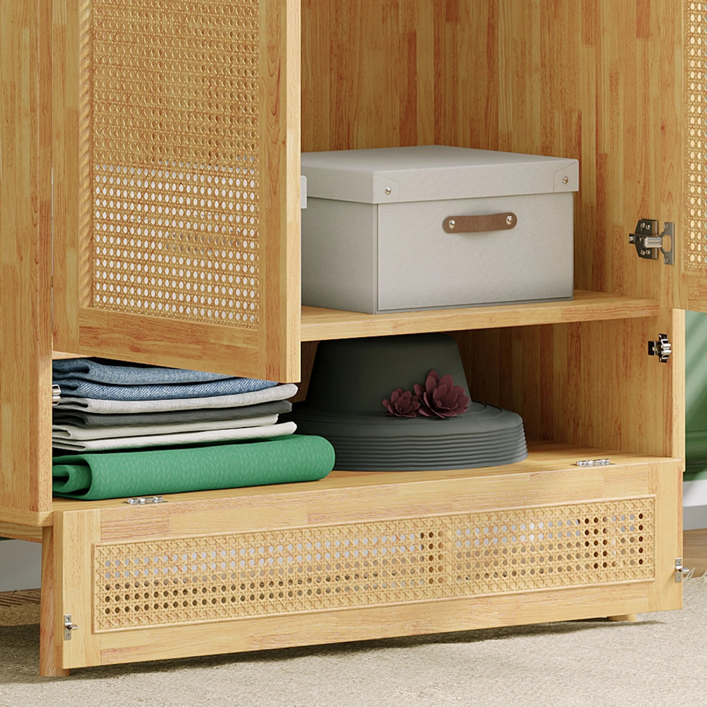 Armadio a 2 ante con barra appendiabiti e vano inferiore ribaltabile per camera da letto e soggiorno naturale 90 × 45 × 183 cm
