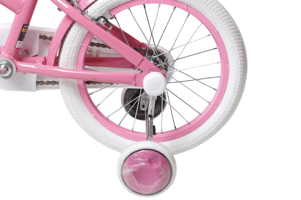 Bicicletta per Bambine Unicorn 14 Pollici con Stabilizzatori Bauletto e Cestino Rosa Rosa