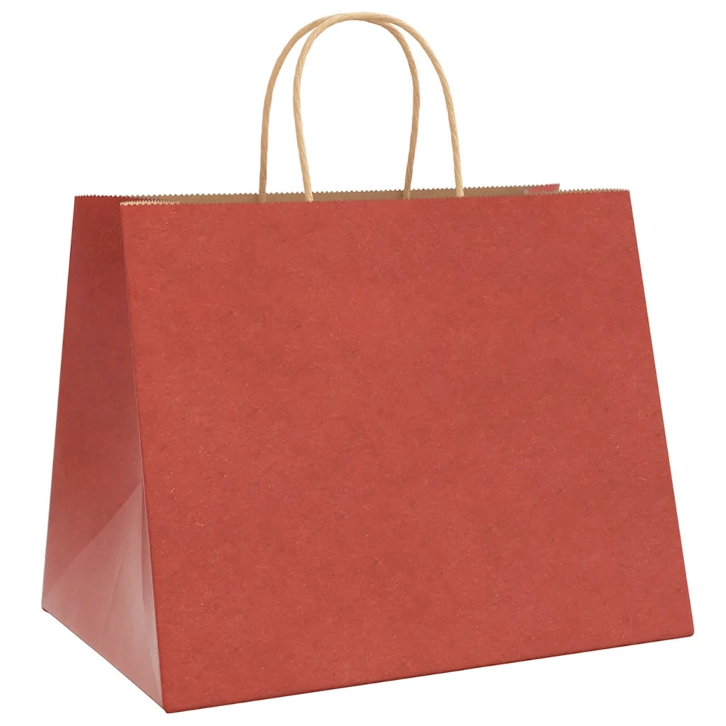 vidaXL Sacchetti di Carta 250 pz con Manici Rossi 32x22x24 cm