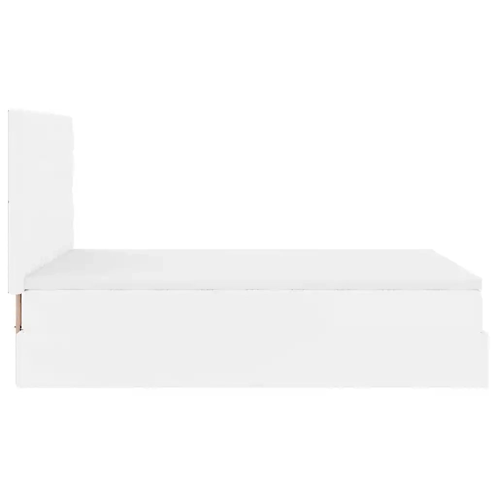 Struttura Letto Pouf con Materasso Bianco 140x190 cm Similpelle