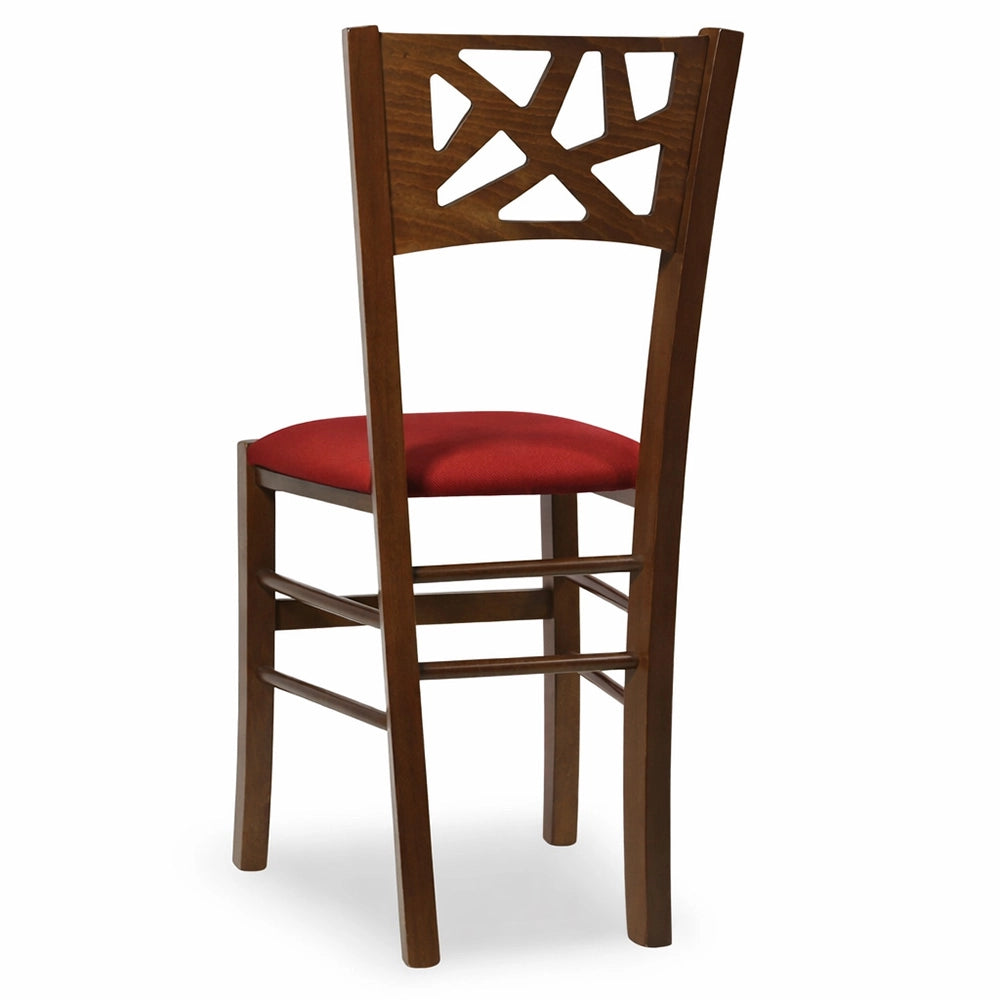 Sedie sala pranzo Sissy in legno noce scuro con seduta imbottita rossa set da 2