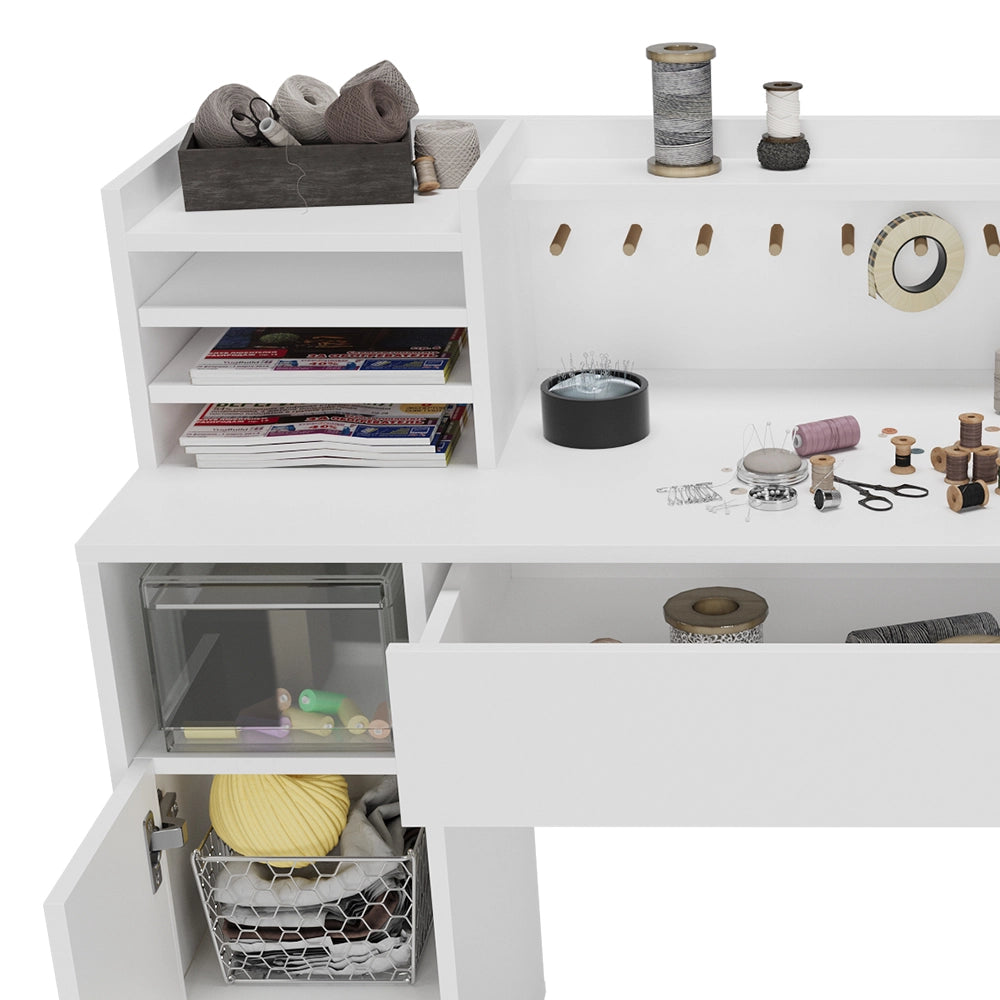 Vicco Scrivania con ripiani Bianco 126.8 x 50 cm XL con ripiani
