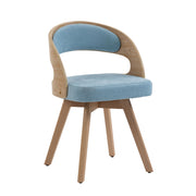 Sedia da pranzo girevole 360° - con seduta imbottita e schienale ergonomico - in lino blu