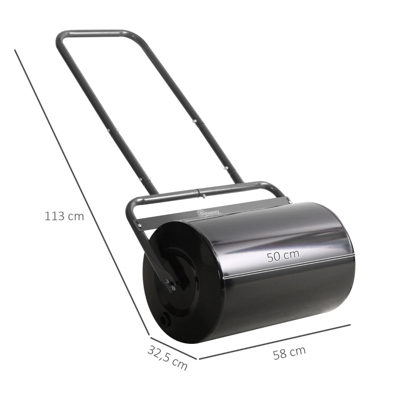 Rullo da giardino in acciaio Ø32 cm con manico a U, 38 L