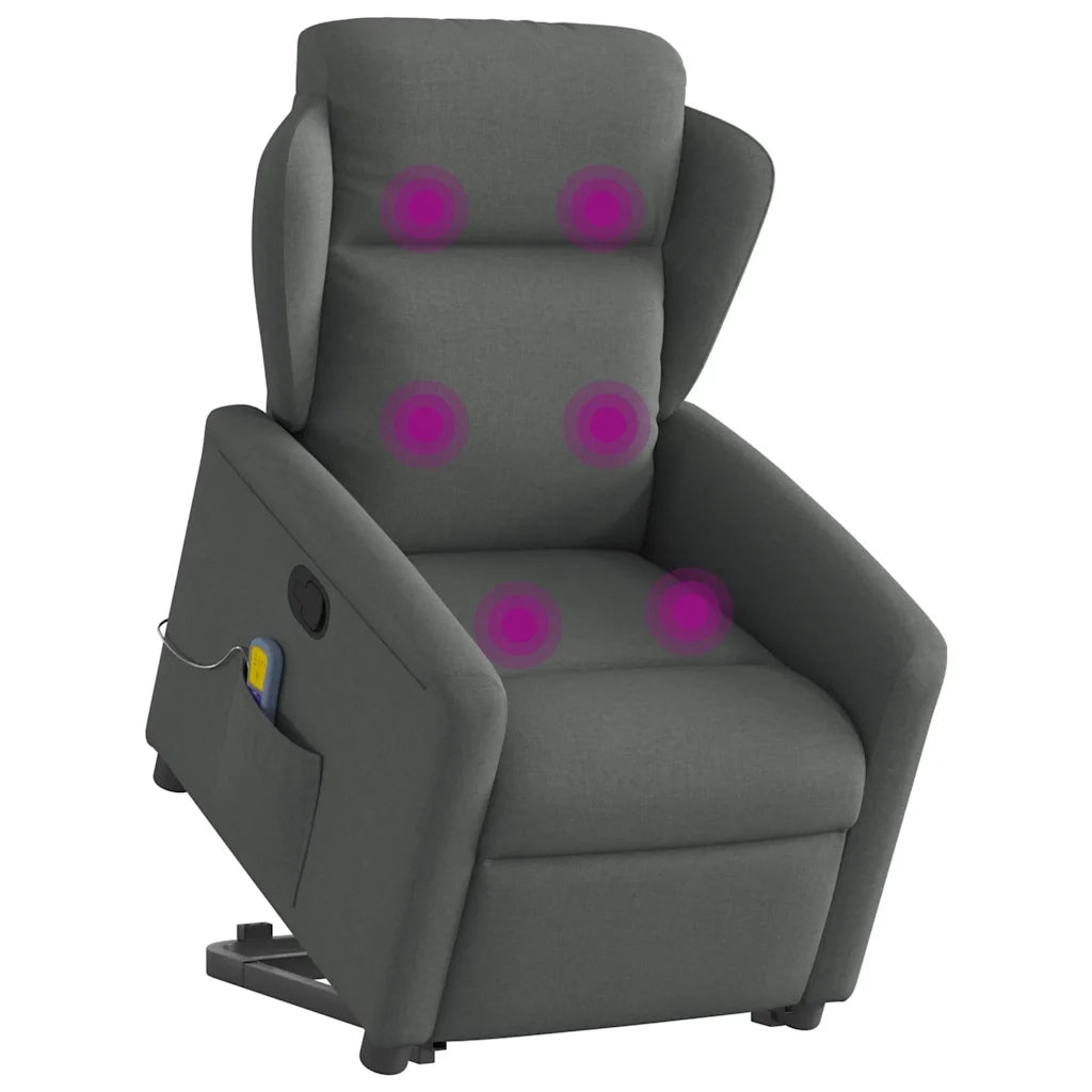 Divano Sedia-Poltrona Alzapersona Massaggi Reclinabile Grigio Scuro Tessuto 774447