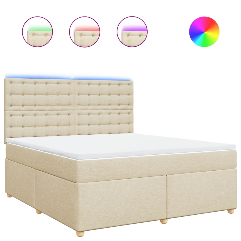 Giroletto a Molle con Materasso Crema 180x200 cm in Tessuto