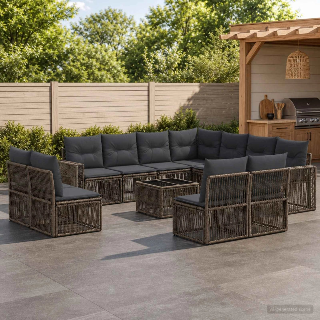 Set Divano da Giardino 12 pz Grigio e Grigio Scuro polyrattan 3435161