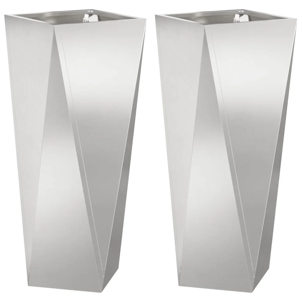 Fioriera 2 pcs Argento 30 x 30 x 75 cm Acciaio inossidabile 883775