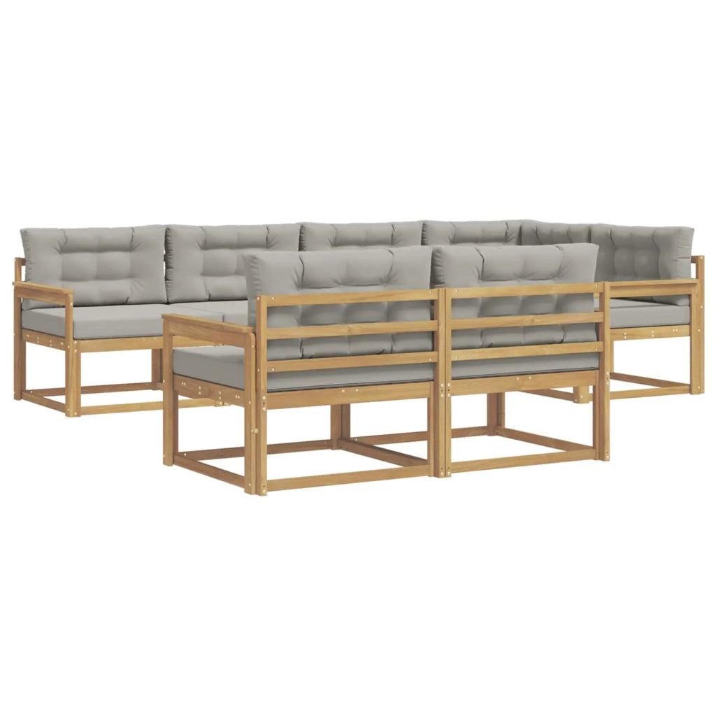 Set di divani da esterno 6 pz Bianco e Grigio Chiaro Poliestere 3386575
