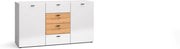 Mobile Comò soggiorno Mila buffet con 2A 4C cm150x40x81h  bianco lucido rovere