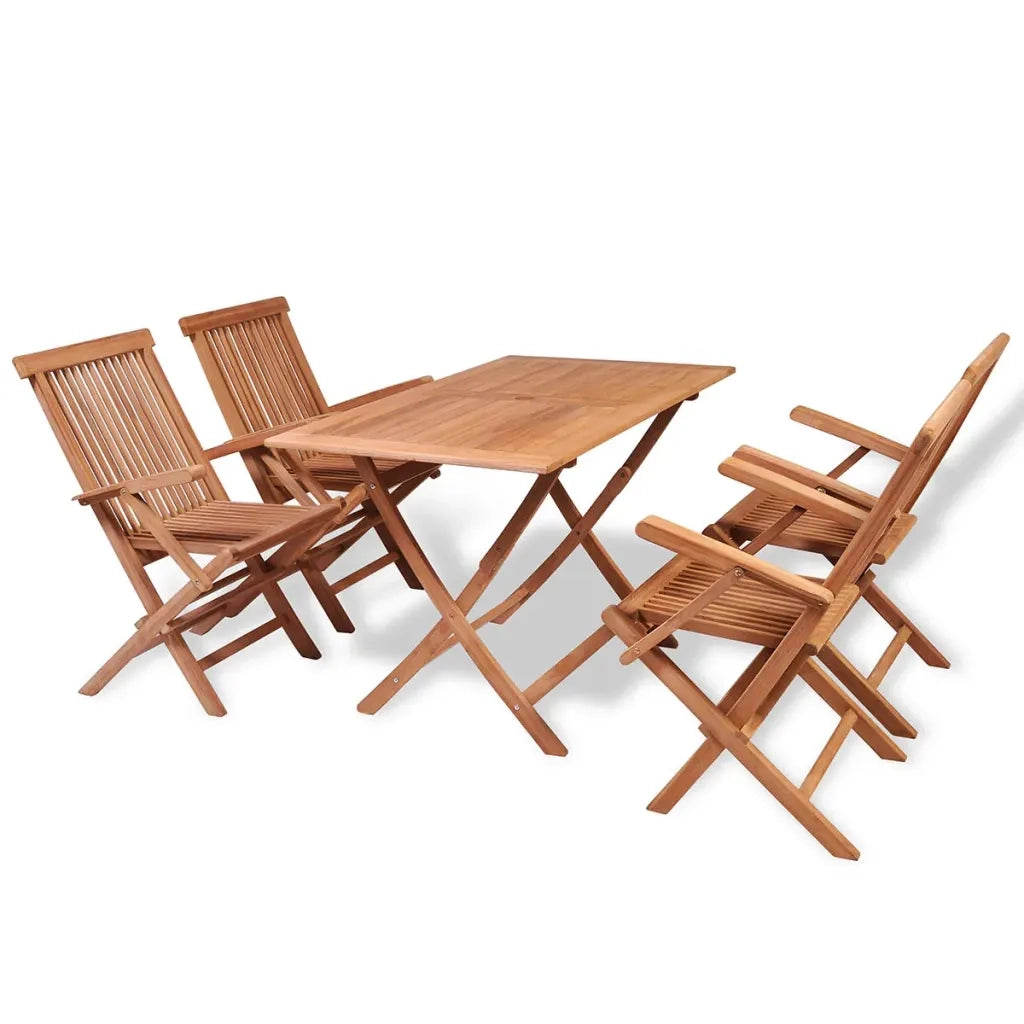 Set da Pranzo per Esterni 5 pz in Legno Massello di Teak