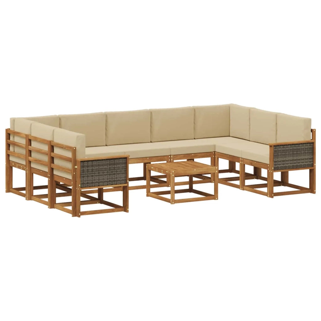 Set di divani da esterno 10 pz Naturale e Beige 3385549