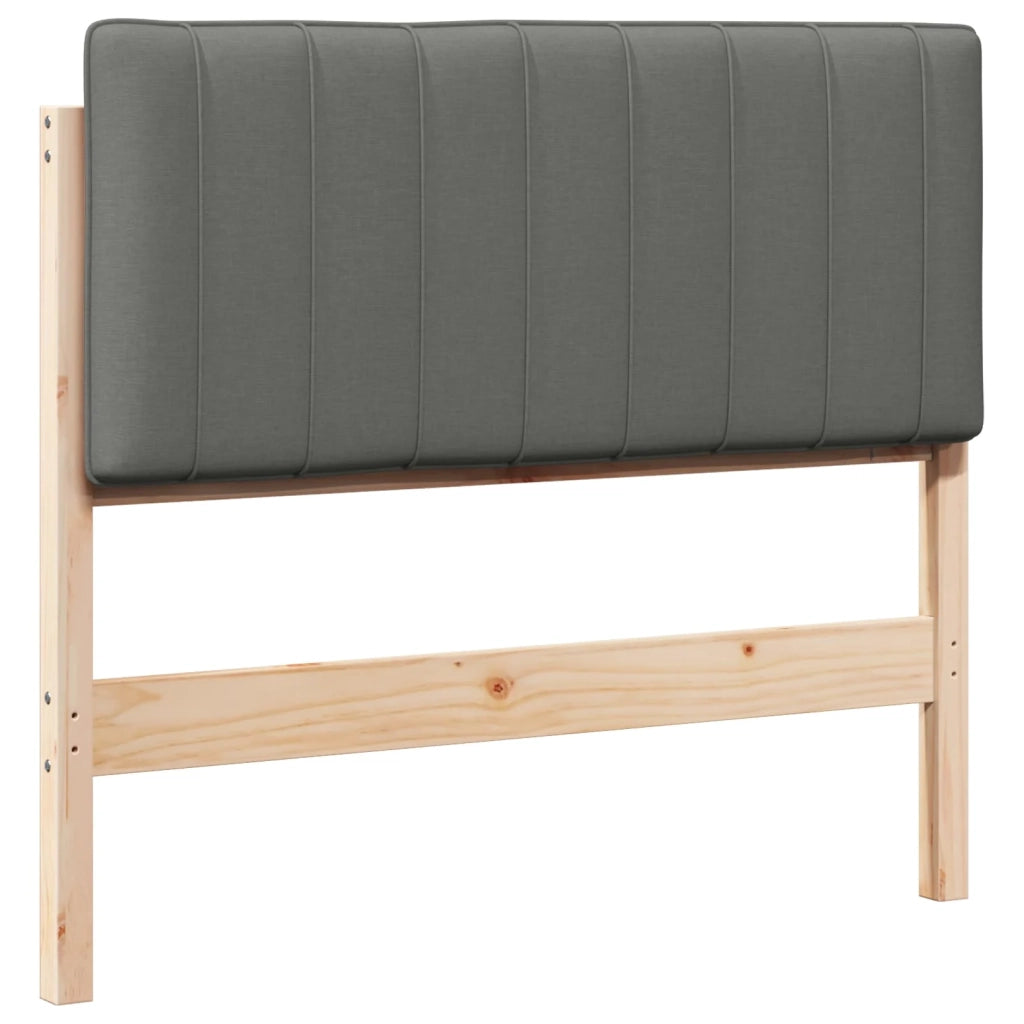 Testiera imbottita Marrone e Grigio Chiaro 100 cm Pino massello