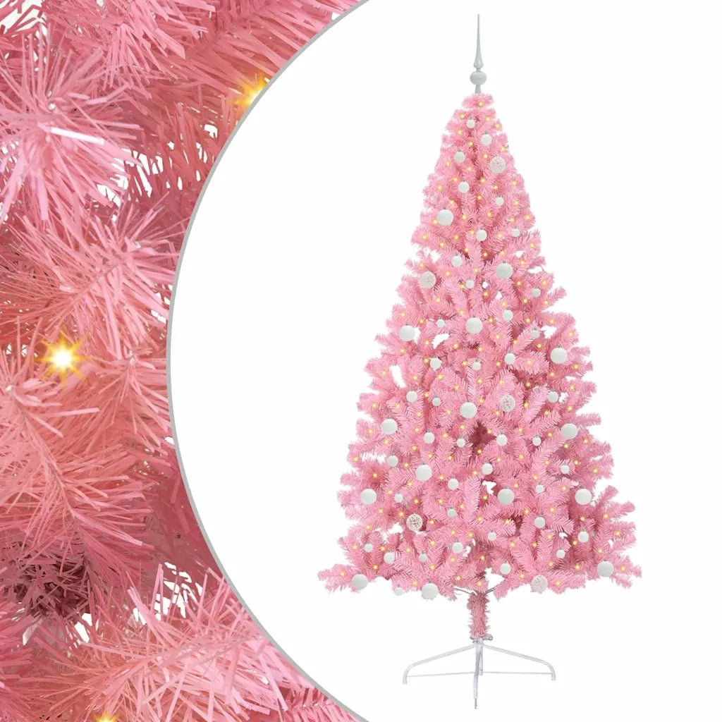 Albero di Natale Artificiale-Albero Natalizio con luci integrate Rosa 240 cm PVC 697105
