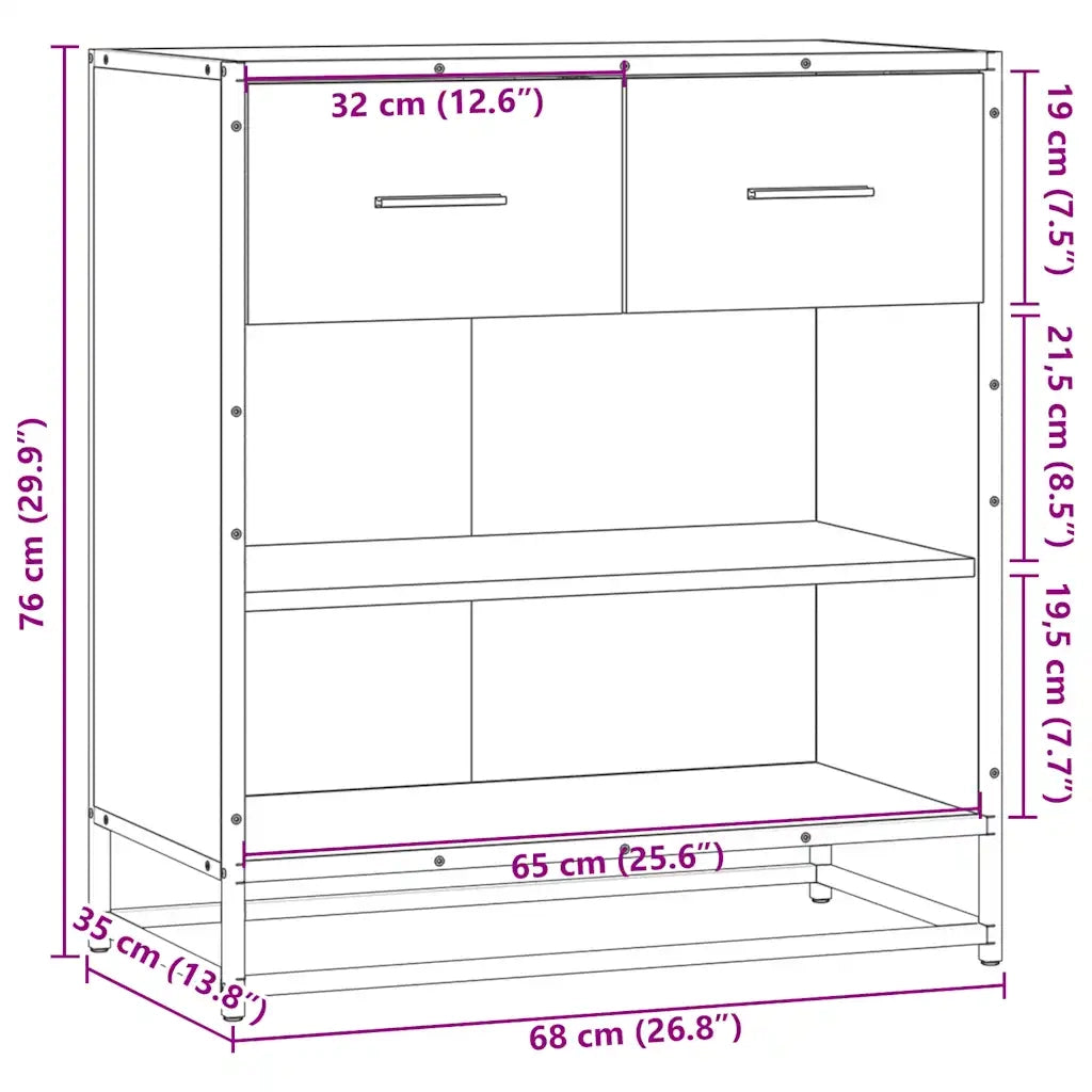 Credenza Rovere Sonoma 68x35x76 cm in Legno Multistrato 848985
