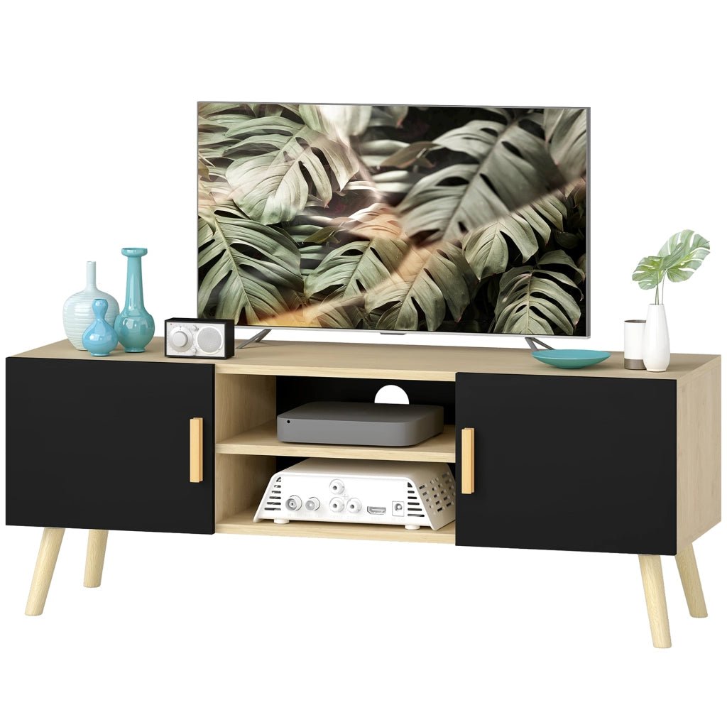 Mobile TV in legno con ripiani, 2 ante e passacavi ¨C zephmum ¨C rovere 50 pollici