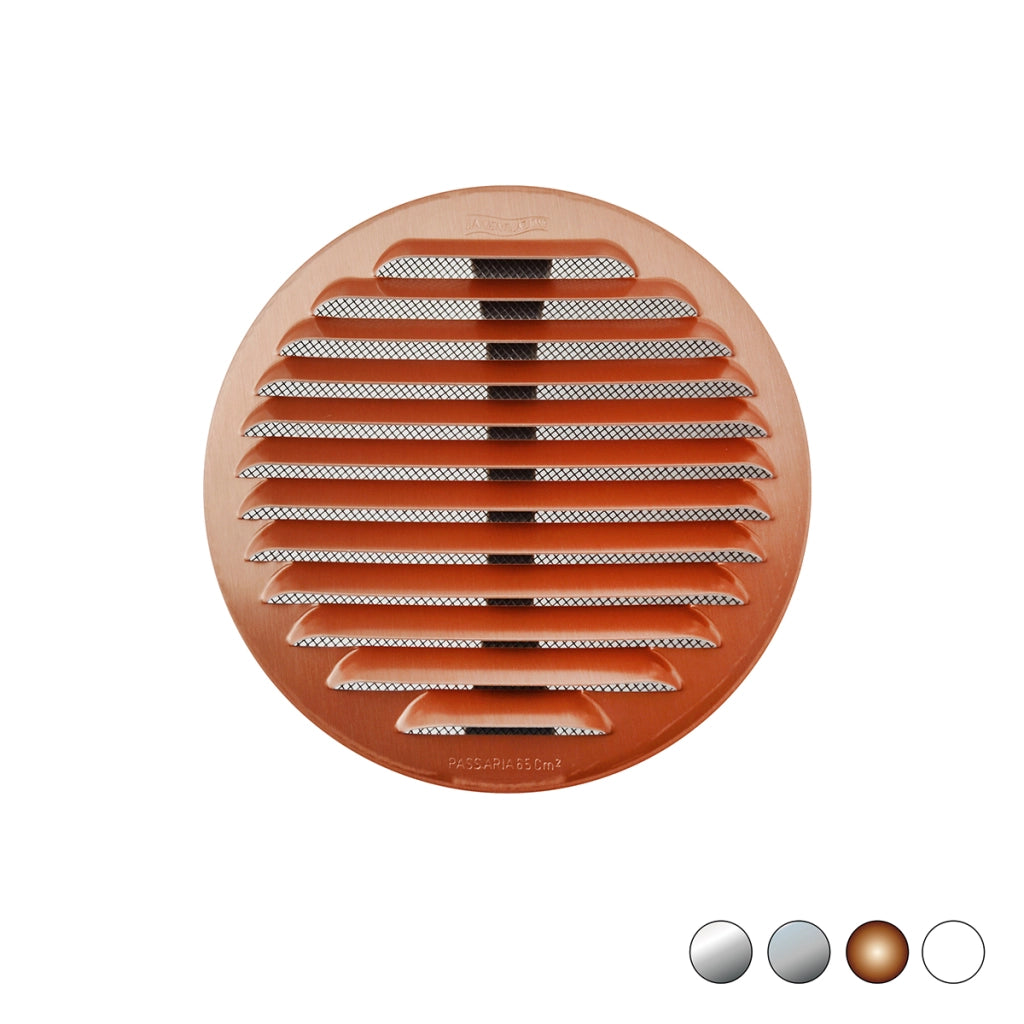GRIGLIA TONDA IN METALLO CON MOLLE E RETE D.125-160 MM- Alluminio Ramato- FIRST- pezzi 1