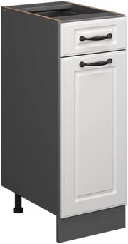 Mobiletto base per cucina R-Line, Bianco casa di campagna, 30 cm senza piano di lavoro, per la libera combinazione all'interno di sistemi cucina modulari