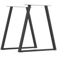 Set 2 Gambe per Tavolo Trapezoidali in Acciaio con 6 Fori e 12 Viti, 70x5x72 cm, Nero