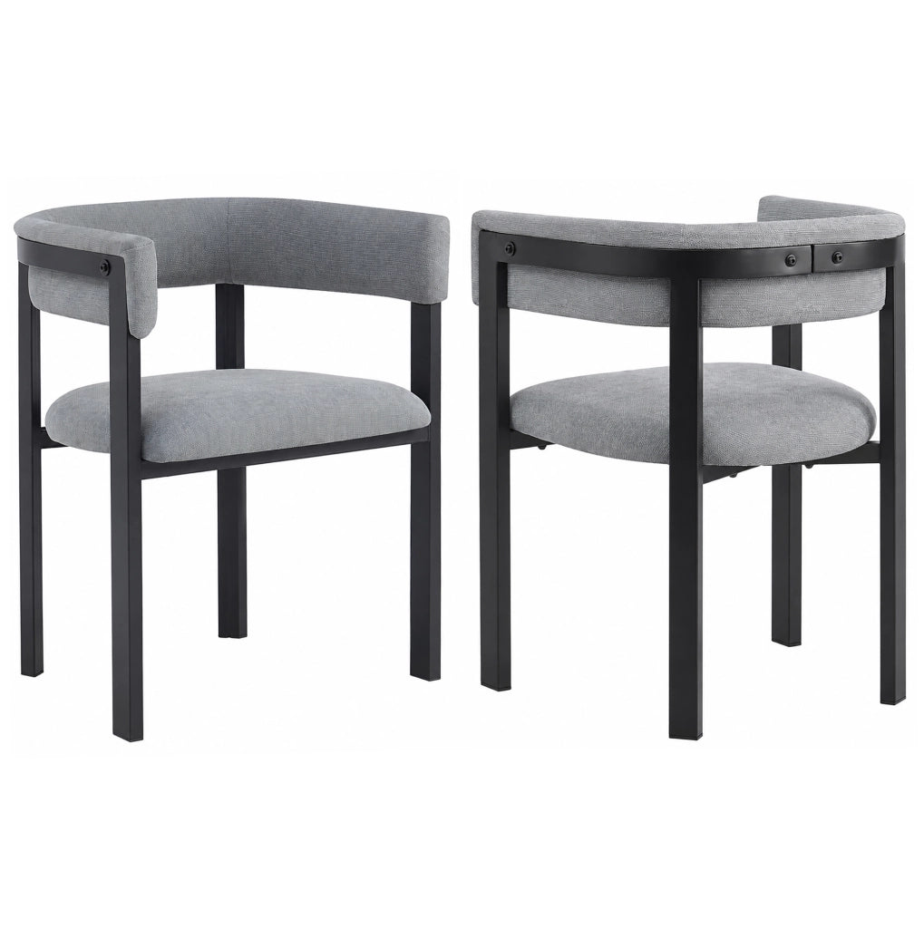 Set di 2 sedie da pranzo in chenille grigio