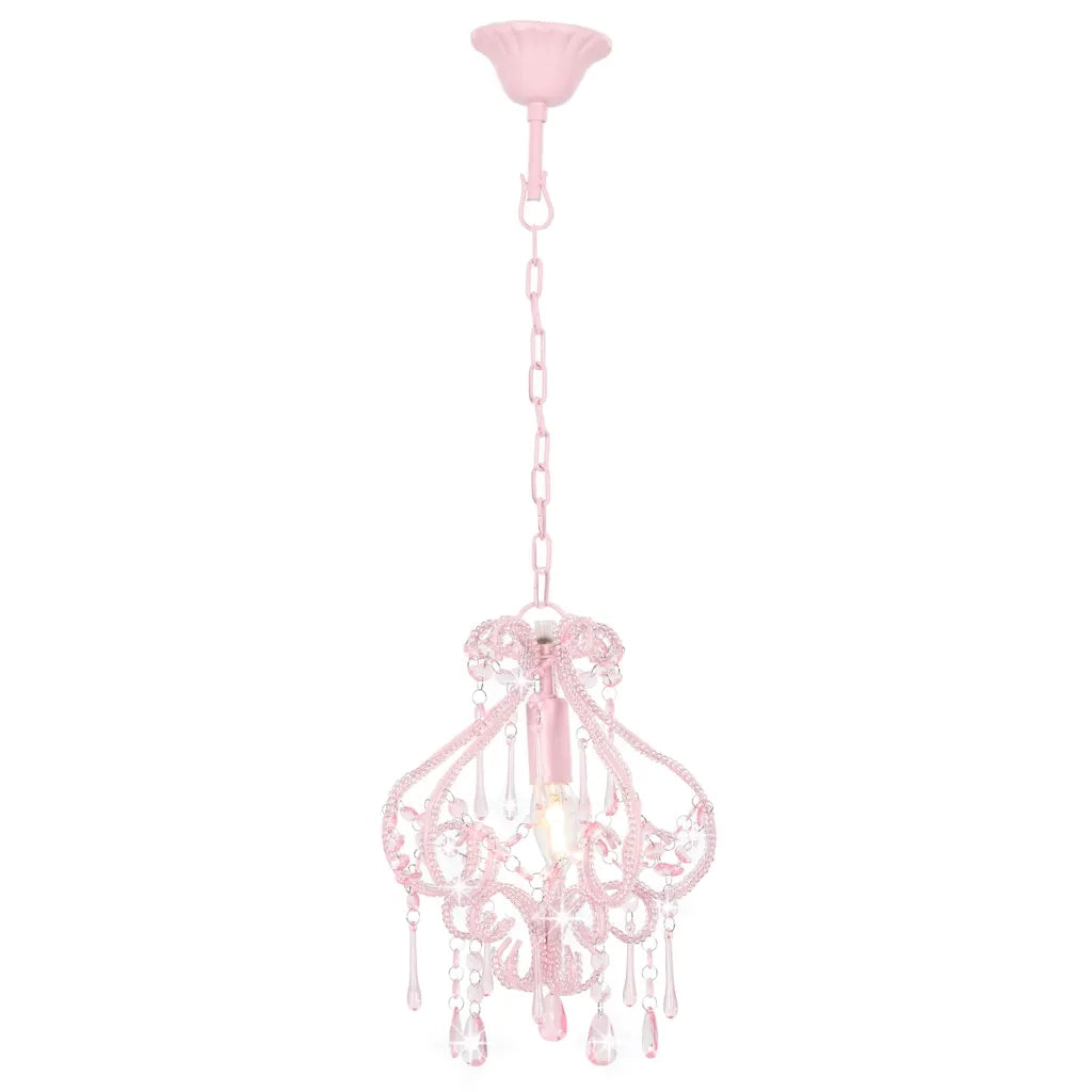 Lampadario con Perle Rosa Rotondo E14 CFW9223634
