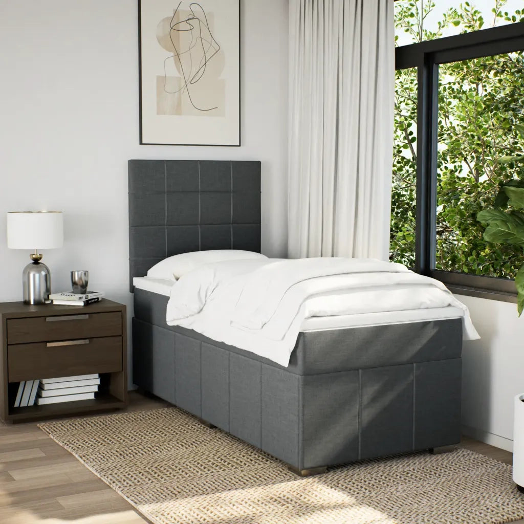 Giroletto a Molle con Materasso Grigio Scuro 90x200 cm Tessuto 3293852