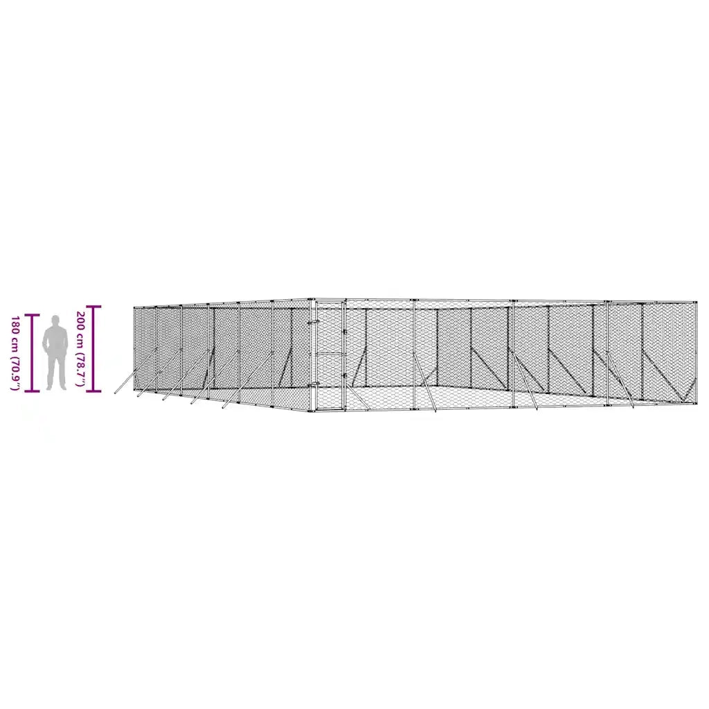 Cuccia per Cani da Esterno Argento 8x12x2 m in Acciaio Zincato 3190465