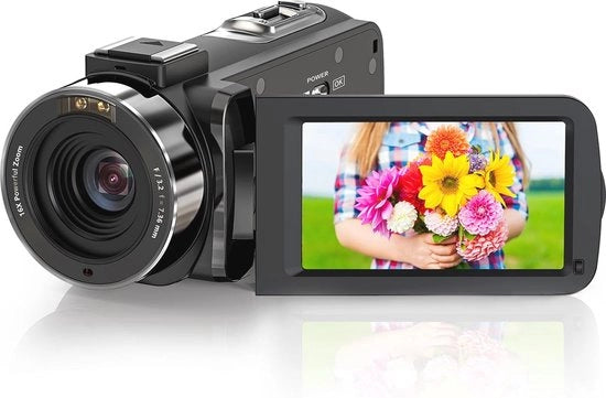 Videocamera 1080p con Visione Notturna e Zoom 16x – Ideale per Vlogging e Riprese