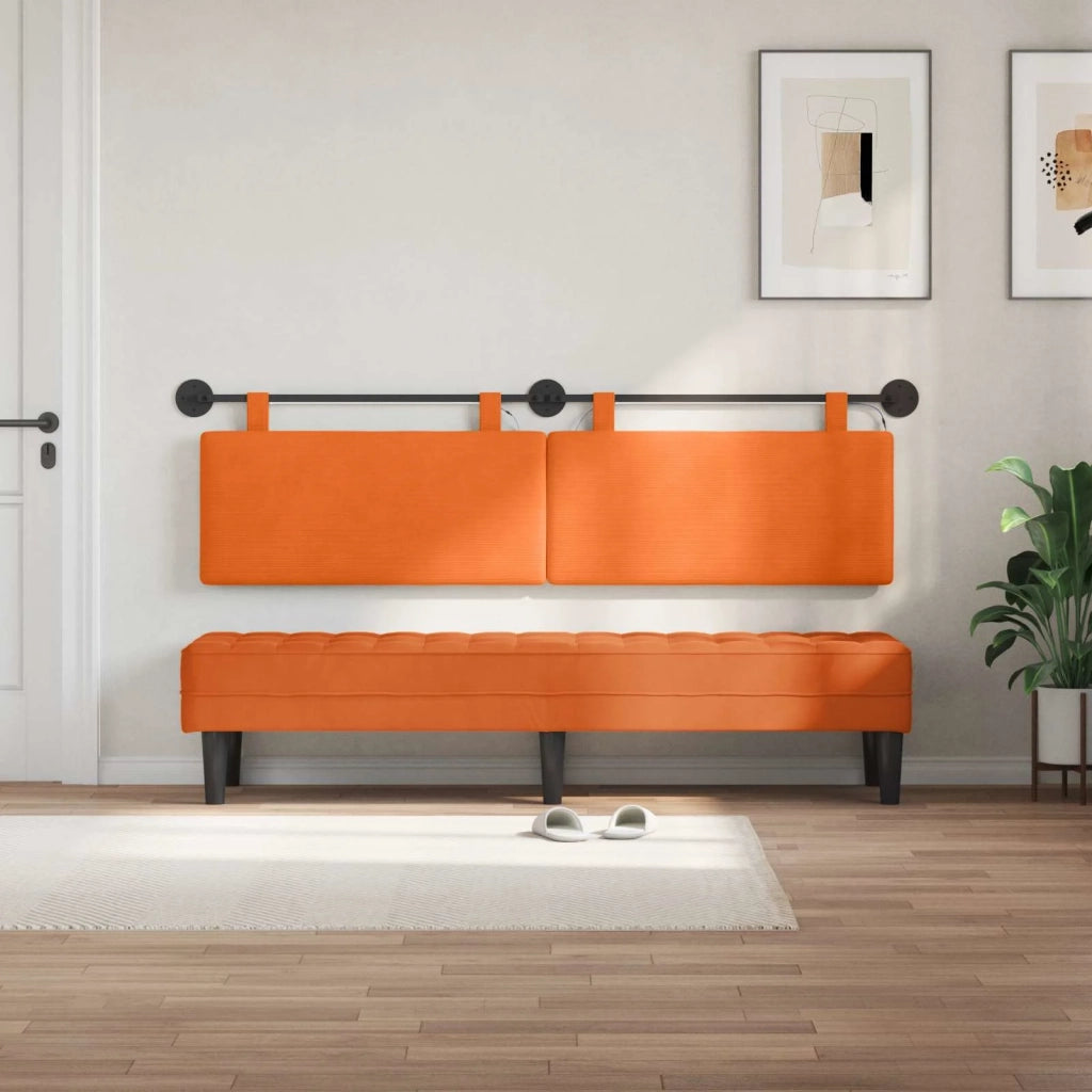 Testiera sospesa Con luce LED Arancione Tessuto in Cords