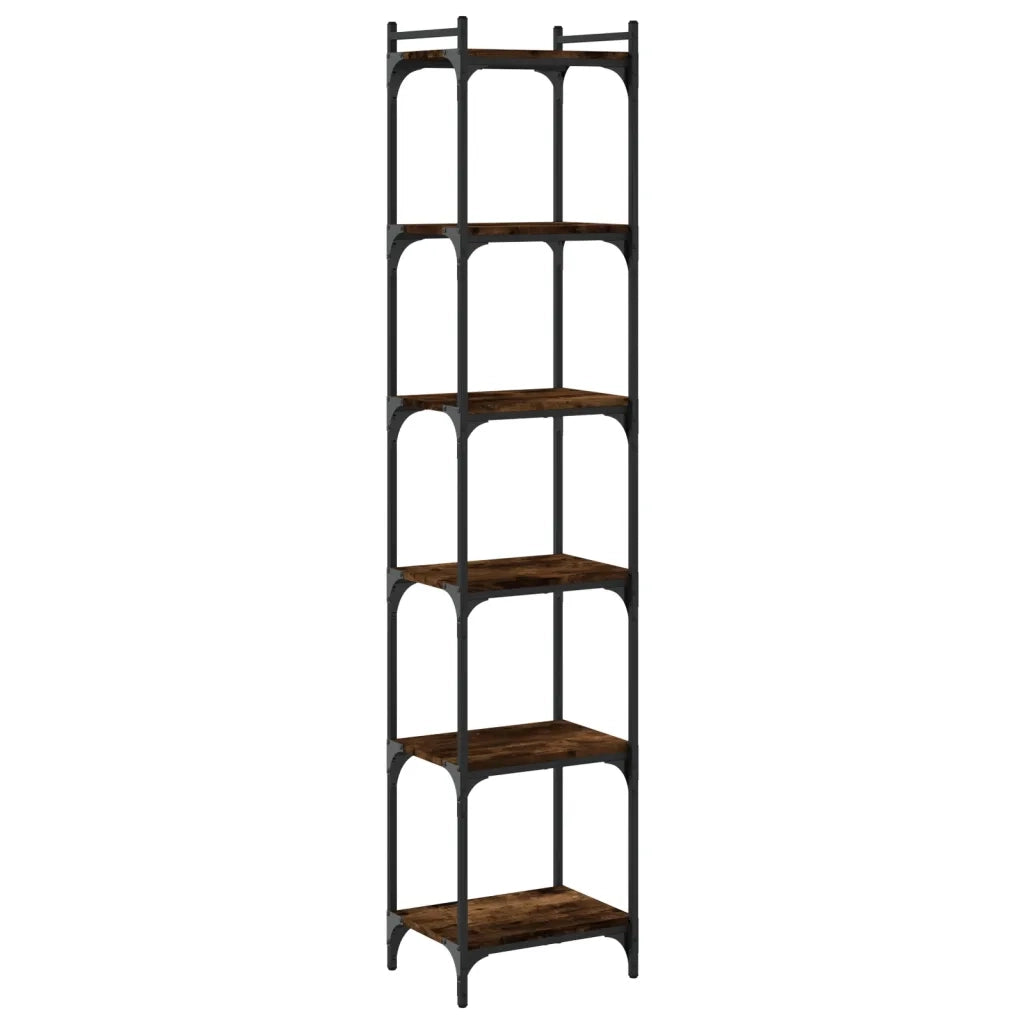 Libreria a 6 Ripiani Rovere Fumo 40x30x188 cm Legno Multistrato 837644