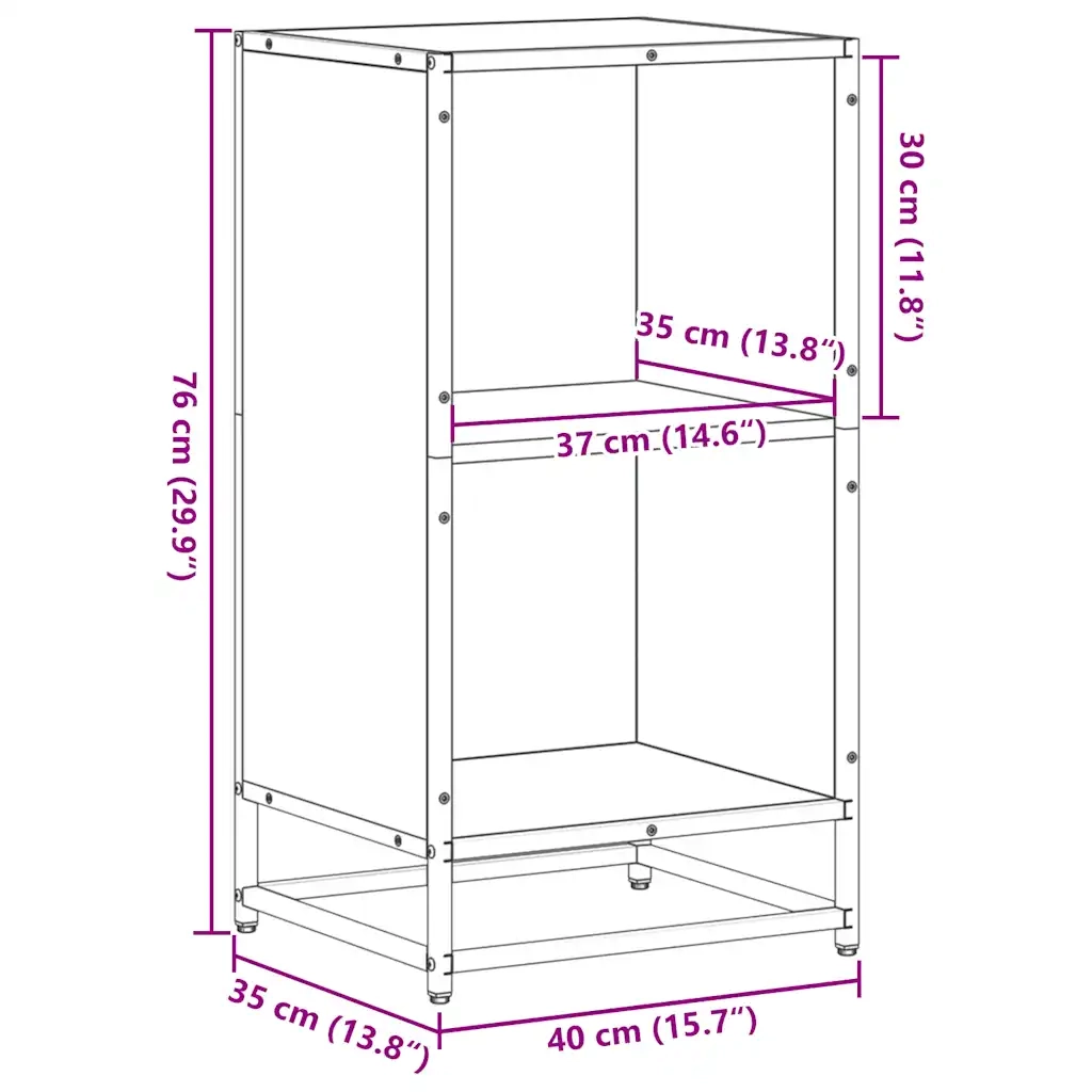Libreria Nera 40x35x76 cm in Legno Multistrato 849094
