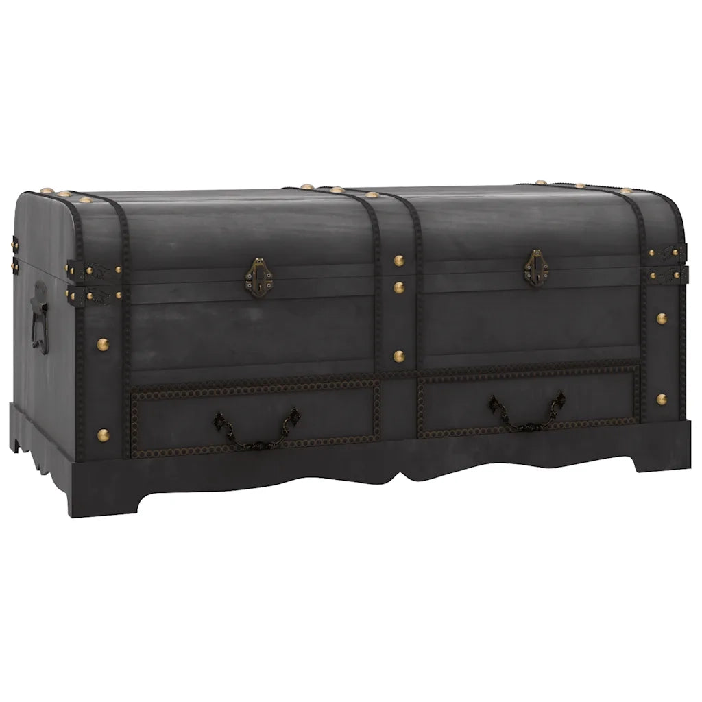 Baule del Tesoro in Legno Nero 90x51x42 cm