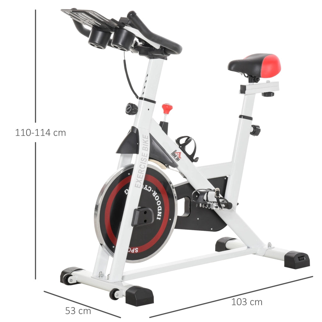 EasyComfort Cyclette Professionale, Bici da Spinning, Cyclette da Camera Regolabile con Schermo LCD e Portabicchieri, Volano 8kg, Bianco
