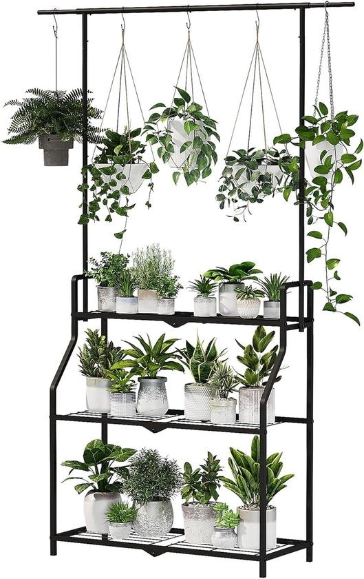 Standardaio per piante a sospensione per interni ed esterni, 3 livelli, pannello per piante per più piante, supporti per vasi pesanti - terrazza, giardino, balcone, salotto, camera da letto.