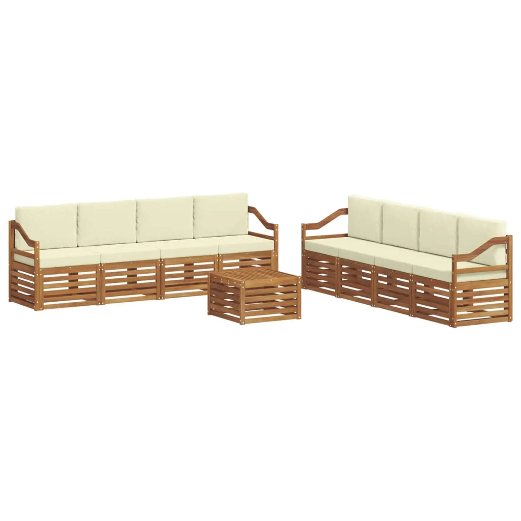 Set divani 9 pcs Naturale e Crema Legno di Acacia Massello 3374585