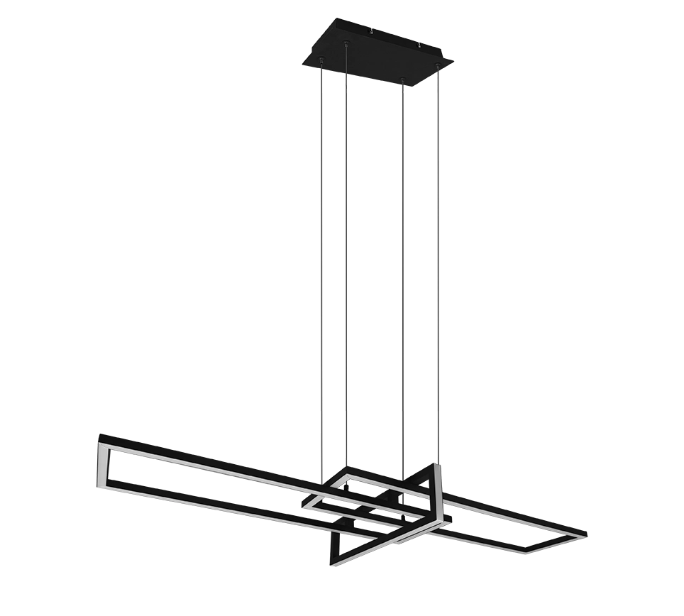 Lampada a sospensione triplo rettangolo, metallo, nero, L 110 cm, Salinas