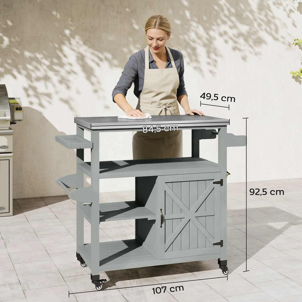 Carrello da barbecue con ripiano in acciaio inox ¨C zephmum ¨C 107x49.5x92.5cm grigio